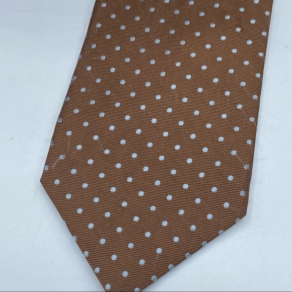 Ike Behar Brown White Polka Dot Silk Tie - Picture 3 of 6
